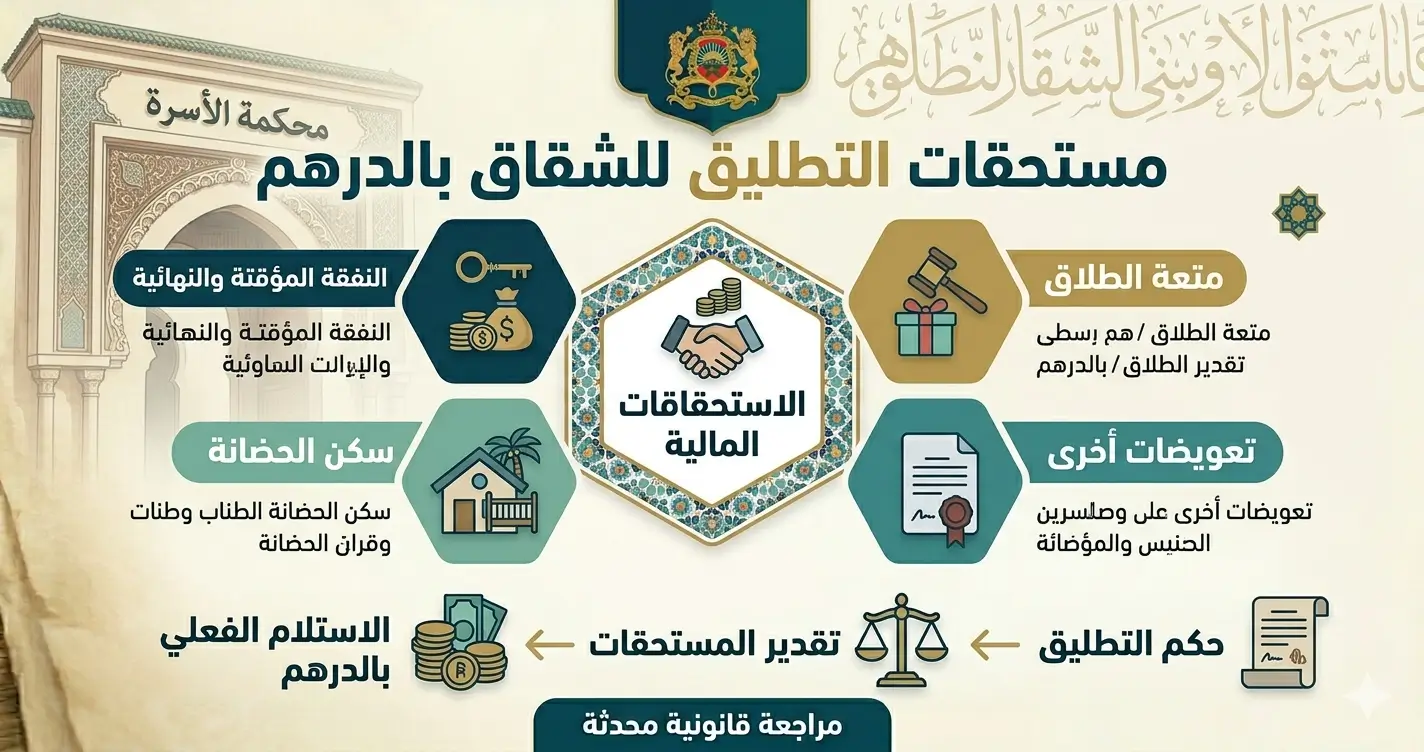 مستحقات التطليق للشقاق بالدرهم في المغرب 2026: كيف تحسب النفقة والمتعة ؟