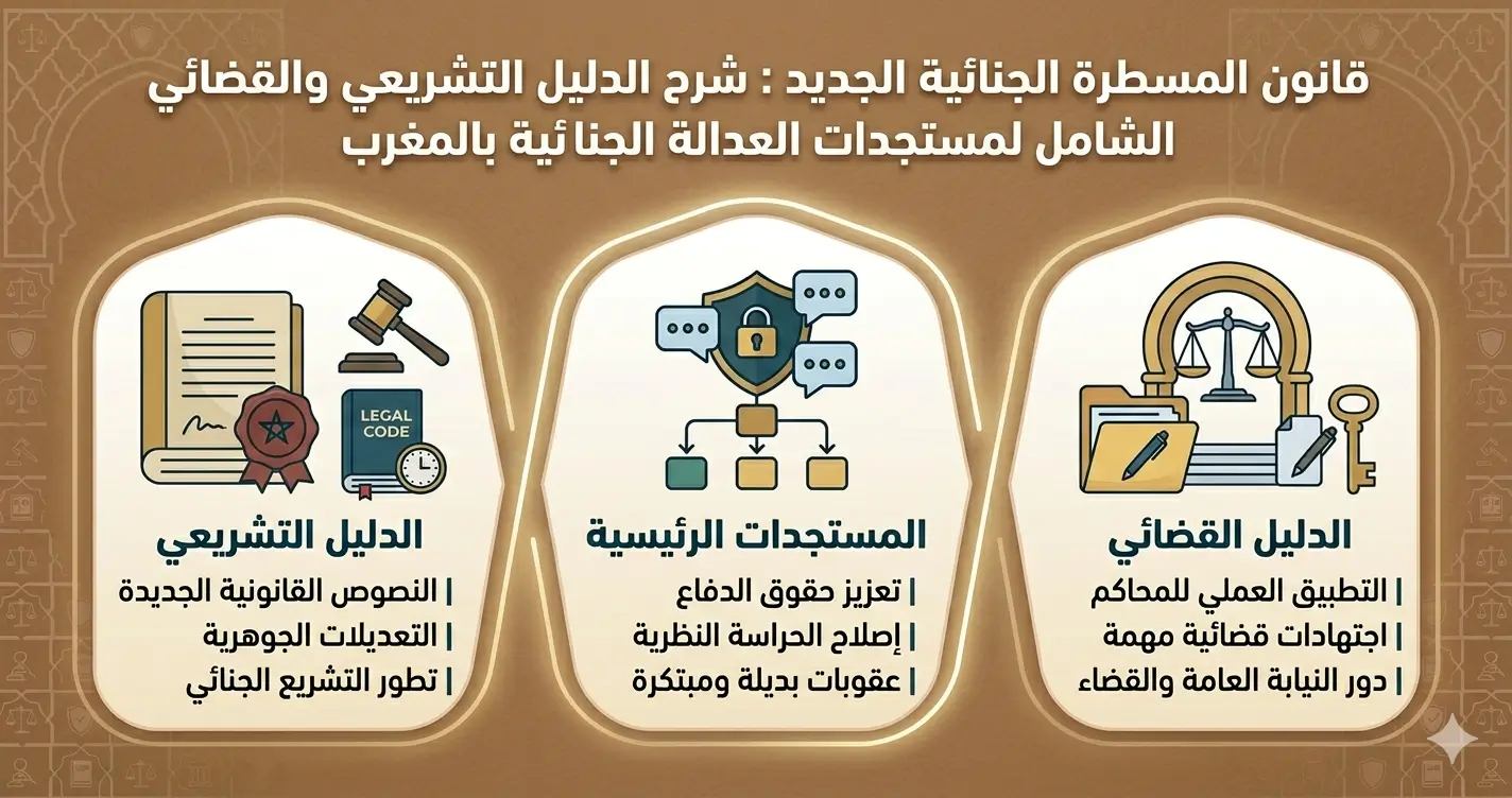 قانون المسطرة الجنائية الجديد 2026: شرح الدليل التشريعي والقضائي الشامل لمستجدات العدالة الجنائية بالمغرب.
